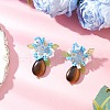Handmade Glass Seed Beads Natural Tiger Eye Stud Earrings EJEW-MZ00449-02-1