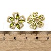 Flower Brass Micro Pave Cubic Zirconia Stud Earrings EJEW-F373-03G-5