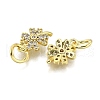 Clover Brass Micro Pave Clear Cubic Zirconia Pendants KK-K300-10G-2
