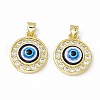 Rack Plating Brass Micro Pave Clear Cubic Zirconia Pendants ZIRC-C041-33G-2