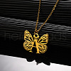 304 Stainless Steel Butterfly Initial Pendant Necklaces WG80197-01-1