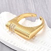 Brass Micro Pave Cubic Zirconia Adjustable Open Cuff Rings for Women RJEW-K292-10G-2