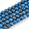 Synthetic Gold Line Turquoise Beads Strands G-A255-A03-04A-4