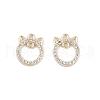 Brass Micro Pave Clear Cubic Zirconia Connector Charms KK-K351-38G-1