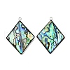 304 Stainless Steel Pave Natural Paua Shell Pendants X-STAS-Z125-01D-P-1