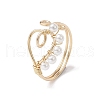 Copper Wire Wrapped Natural Cultured Freshwater Pearl Open Ring RJEW-JR00634-1