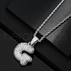 Brass Micro Pave Clear Cubic Zirconia Chunky Initial Pendant Necklaces WG24EA8-07-1