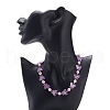 Acrylic Butterfly & Plastic Pearl Braided Beaded Necklace for Women NJEW-JN04053-3
