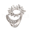 Brass Micro Pave Cubic Zirconia Open Cuff Ring Components KK-U074-09P-1