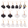 ANATTASOUL 8 Pairs 8 Style Halloween Ghost Enamel Dangle Earrings Sets EJEW-AN0002-51-1