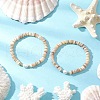 2Pcs Natural Cultured Freshwater Pearl & Shell & Brass Spacer Beads Stretch Bracelets for Women BJEW-JB11874-1
