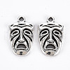 Tibetan Style Alloy Frowning Face Pendants TIBEP-N008-067AS-RS-1