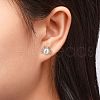 Crab Platinum Tone Rhodium Plated 925 Sterling Silver Cubic Zirconia Ball Ear Studs EJEW-E174-04P-6