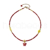 Glass Seed Beads & Flower Handmade Lampwork Beaded Necklaces NJEW-MZ00065-03-4