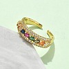 Brass Micro Pave Colorful Cubic Zirconia Adjustable Cuff Rings RJEW-V009-04G-3