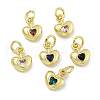 Rack Plating Brass Micro Pave Cubic Zirconia Charms KK-E114-01G-1