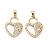 Brass Micro Pave Clear Cubic Zirconia Pendants ZIRC-L100-126G-2
