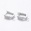 Brass Micro Pave Cubic Zirconia Hoop Earring Findings with Latch Back Closure KK-T048-032P-NF-1