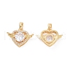 Brass Micro Pave Clear Cubic Zirconia Pendants KK-E068-VC447-1