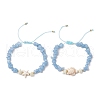 2Pcs Natural Aquamarine Chip Braided Bead Bracelets BJEW-JB11541-03-2