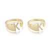 Brass Micro Pave Clear Cubic Zirconia Cuff Rings X-RJEW-F103-13K-G-1