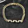 Brass Micro Pave Clear Cubic Zirconia Link Bracelets BJEW-F498-03A-G-3