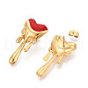 Heart 304 Stainless Steel Enamel Stud Earrings EJEW-T047-26G-A-2