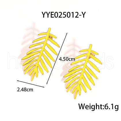 Stainless Steel Enamel Leaf Stud Earrings for Women XK6667-2-1