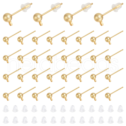 Unicraftale 80Pcs Brass Stud Earring Findings KK-UN0002-75A-1