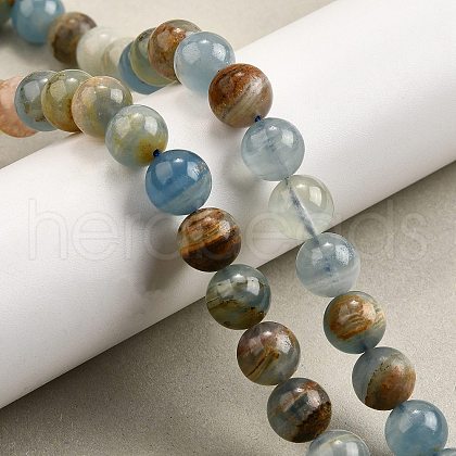 Natural Blue Calcite Beads Strands G-H312-C02-10mm-1