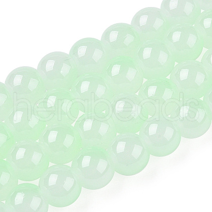 Baking Painted Imitation Jade Glass Round Bead Strands X1-DGLA-N003-10mm-08-1-1
