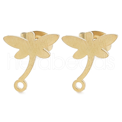 Dragonfly Ion Plating(IP) 304 Stainless Steel Stud Earring Findings STAS-I206-97G-1