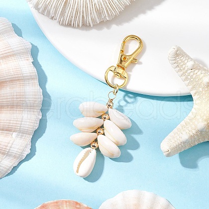 Natural Cowrie Shell Pendant Decorations HJEW-JM03096-01-1