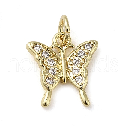 Brass Micro Pave Clear Cubic Zirconia Pendants KK-U005-01B-G-1