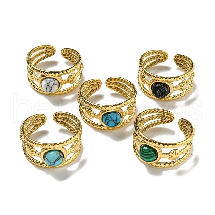 Ion Plating(IP) 304 Stainless Steel Open Cuff Rings RJEW-C079-14G-1