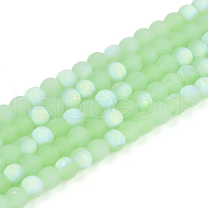 Frosted Imitation Jade Glass Beads Strands GLAA-T032-J4mm-MBB03-1