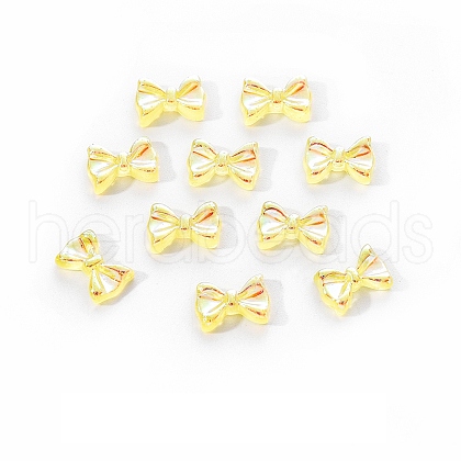 Electroplated Bowknot Resin Cabochons MRMJ-R128-16G-1