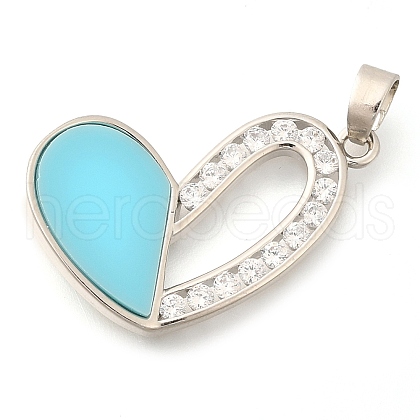 Brass Micro Pave Cubic Zirconia with Acrylic Pendants KK-S049-22P-1