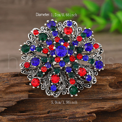 Vintage Ethnic Style Hollowed-out Flower Zinc Alloy Rhinestone Rings PS7884-6-1