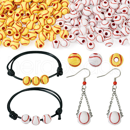 Biyun 200Pcs 2 Colors Opaque Acrylic Round Beads SACR-BY0001-02-1