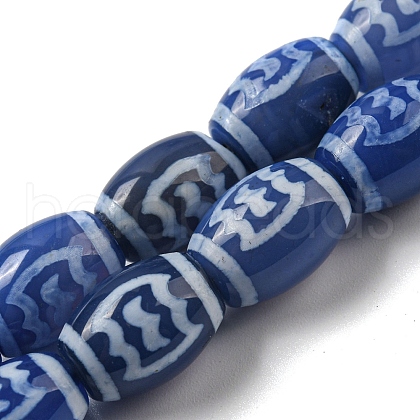 Blue Tibetan Style dZi Beads Strands TDZI-NH0001-C13-01-1