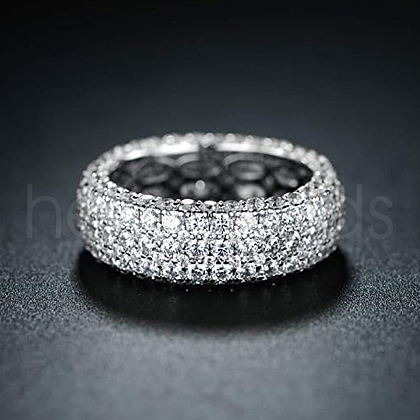 Brass Micro Pave Clear Cubic Zirconia Finger Rings for Women FS-WG796B2-02-1