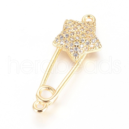 Brass Micro Pave Cubic Zirconia Links connectors KK-I657-13G-A-1