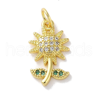 Rack Plating Brass Micro Pave Cubic Zirconia Pendants KK-Z039-10G-1