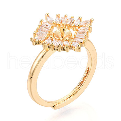 Brass Micro Pave Clear Cubic Zirconia Adjustable Ring Settings KK-T076-17G-1
