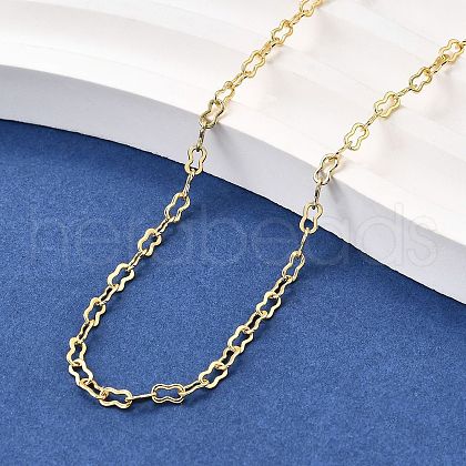 Brass Peanut Link Chain Necklaces NJEW-M108-37G-1