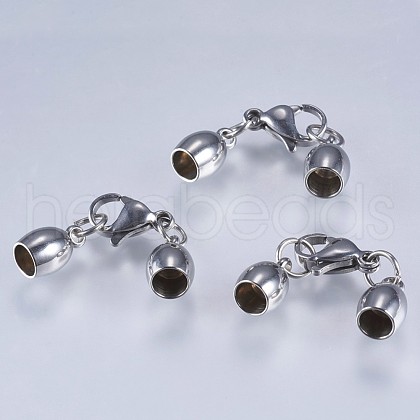 Tarnish Resistant 201 Stainless Steel Cord Ends STAS-F145-03P-9x6mm-1