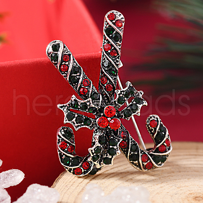 Christmas Theme Alloy Rhinestone Brooch Pin LK2414-3-1