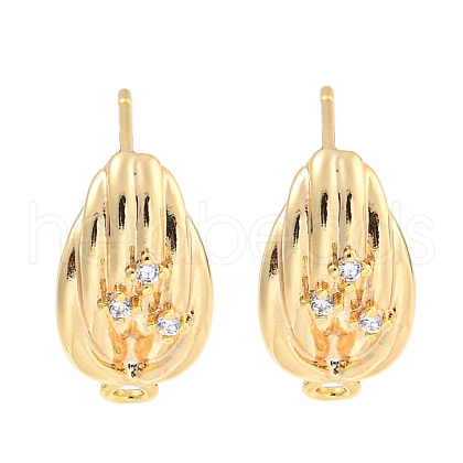 Brass Micro Pave Cubic Zirconia Stud Earring Findings KK-U015-07G-1