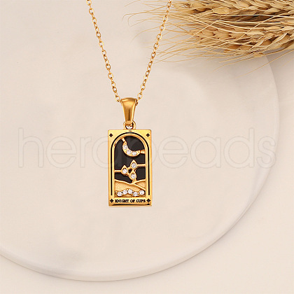 Stainless Steel Enamel Tarot Pendant Necklaces FS-WG91854-02-1